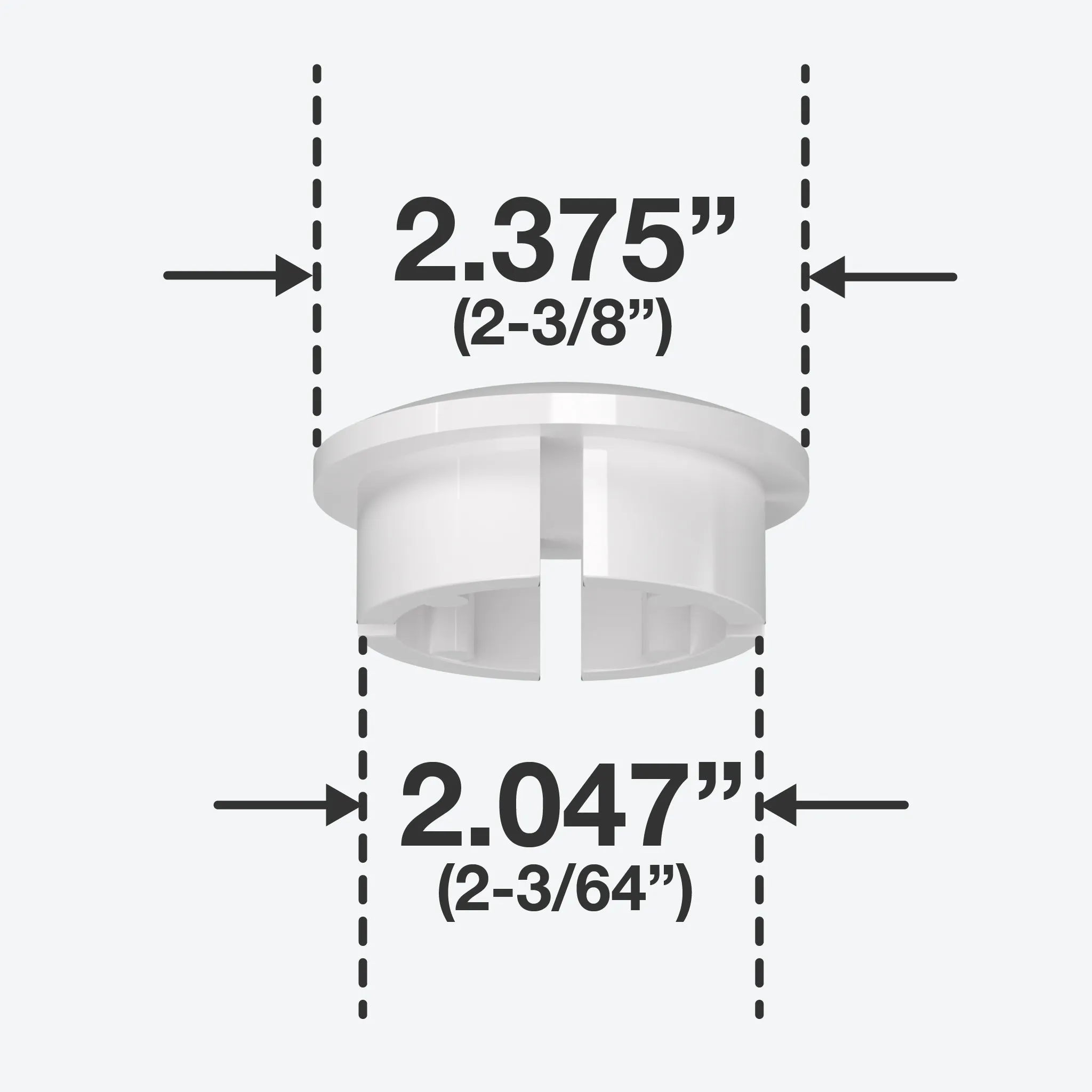 2 in. Internal PVC Dome Cap, Furniture Grade - White