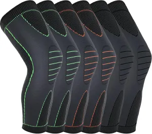 6 Pcs Long Compression Leg Sleeves Full Leg Sleeves Full Compression Knee Sleeves Knee Braces Knee Support for Men Women Arthritis Joint Pain Relief Reduce Varicose Veins and Swelling Cycling Sport