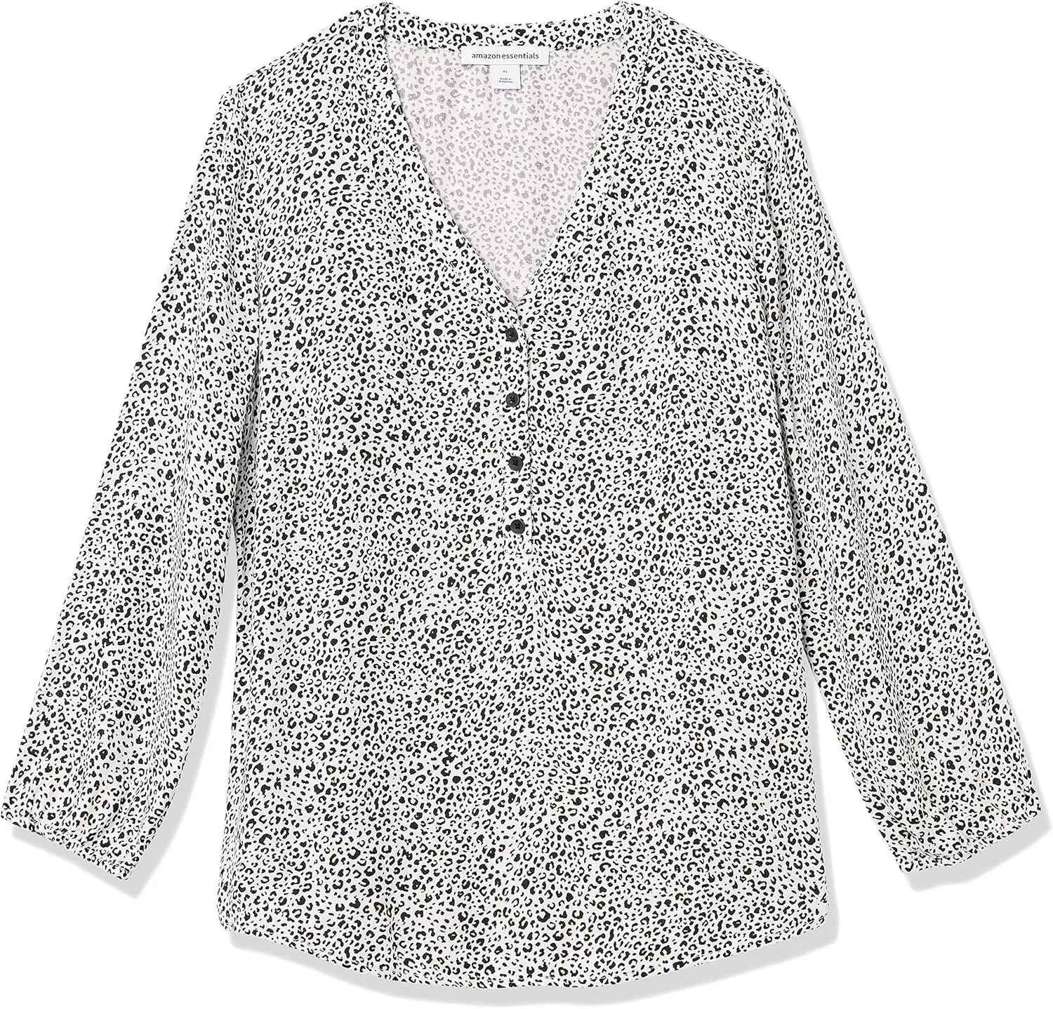 Amazon Essentials Women's 3/4 Sleeve Button Popover Shirt, Loose-Fit V-Neck Blouse