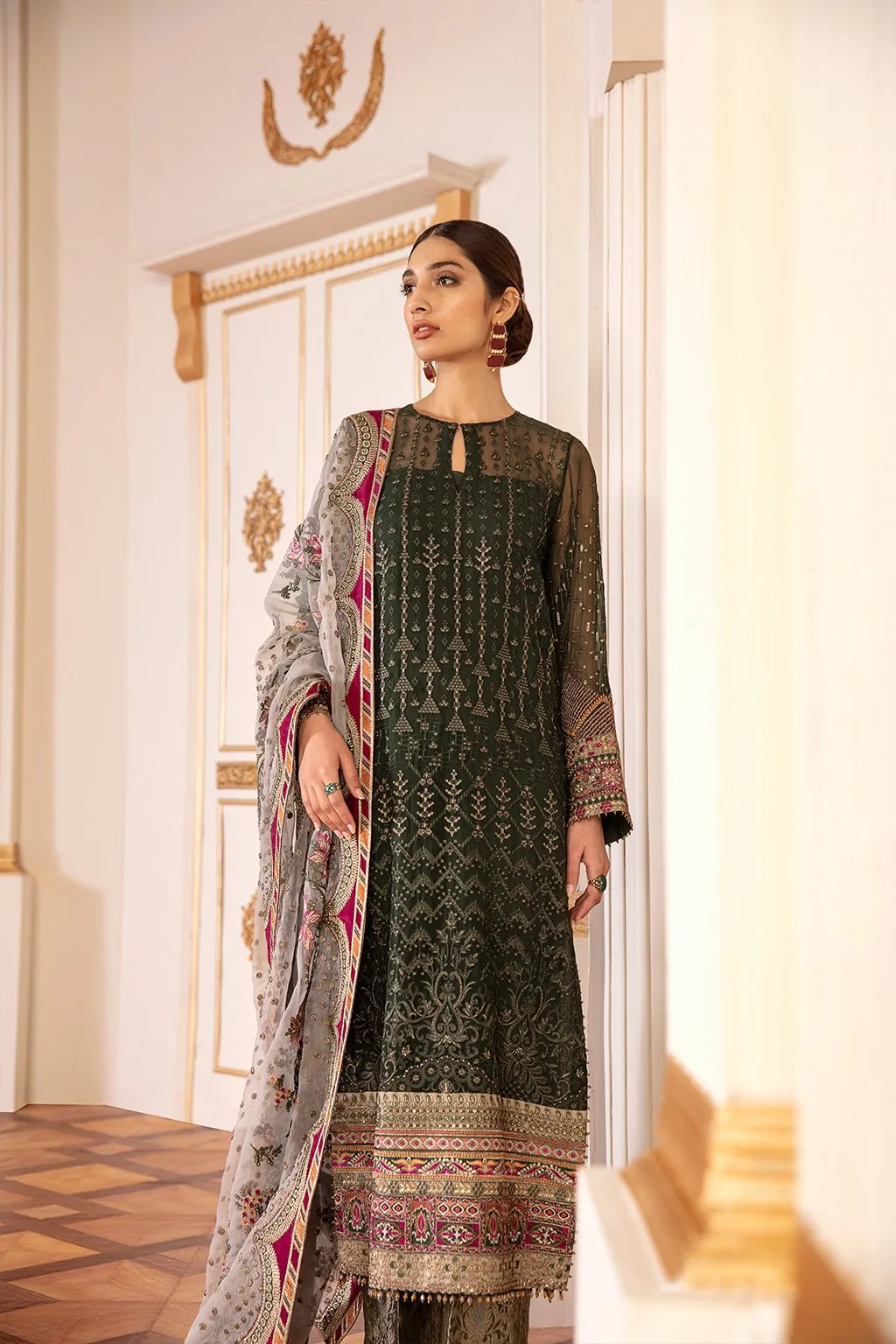 Baroque Chantelle Embroidered Chiffon Collection Vol-7 2020 – 08 - Viridian