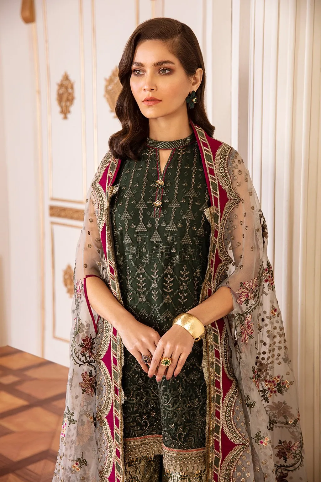Baroque Chantelle Embroidered Chiffon Collection Vol-7 2020 – 08 - Viridian