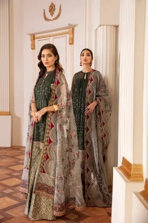 Baroque Chantelle Embroidered Chiffon Collection Vol-7 2020 – 08 - Viridian