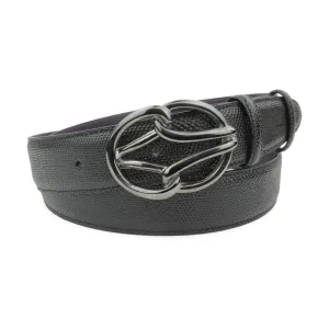 Black Carung Texture Gunmetal Tubular Reef Knot Belt