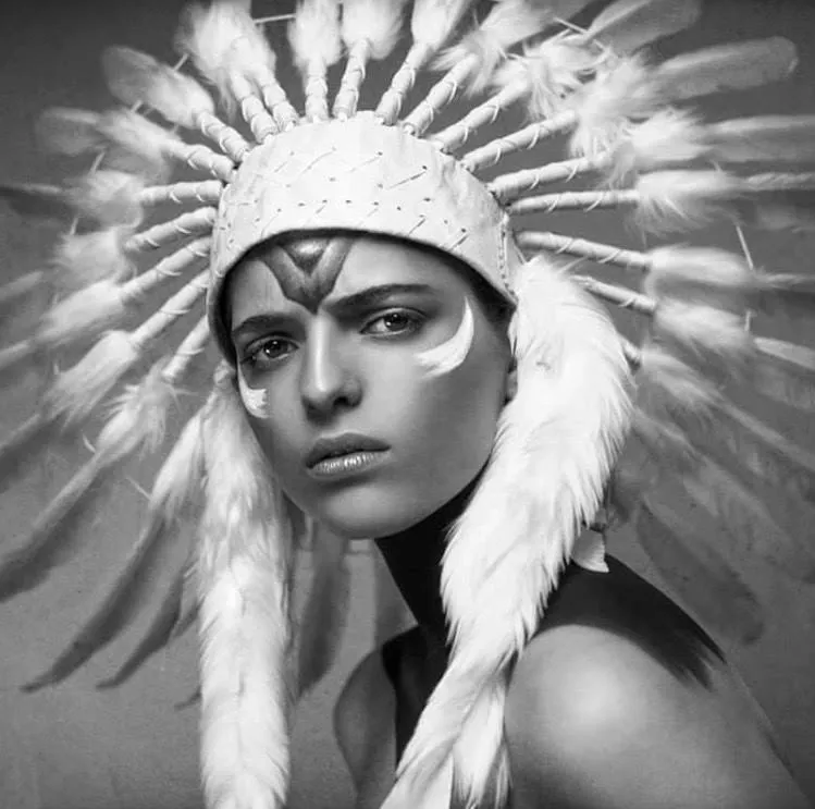 Blissful White Chief Headdress - 65cm