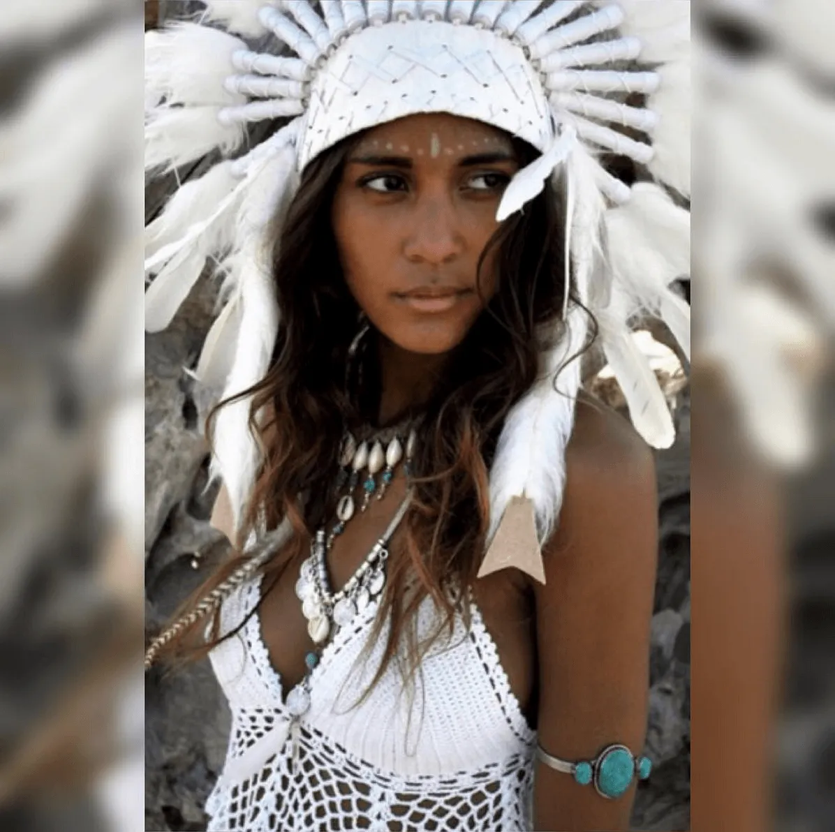 Blissful White Chief Headdress - 65cm