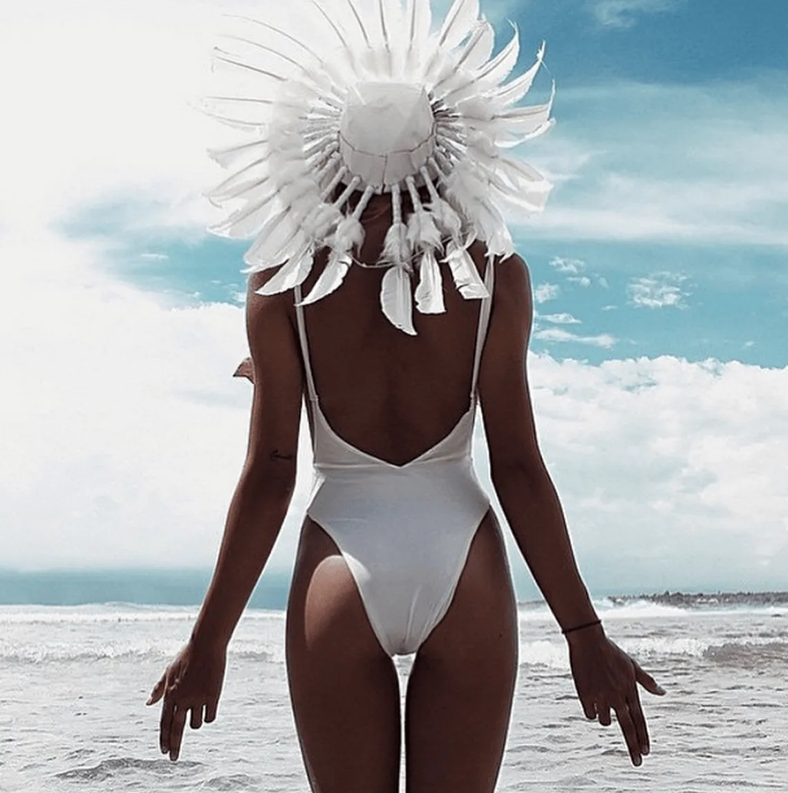 Blissful White Chief Headdress - 65cm