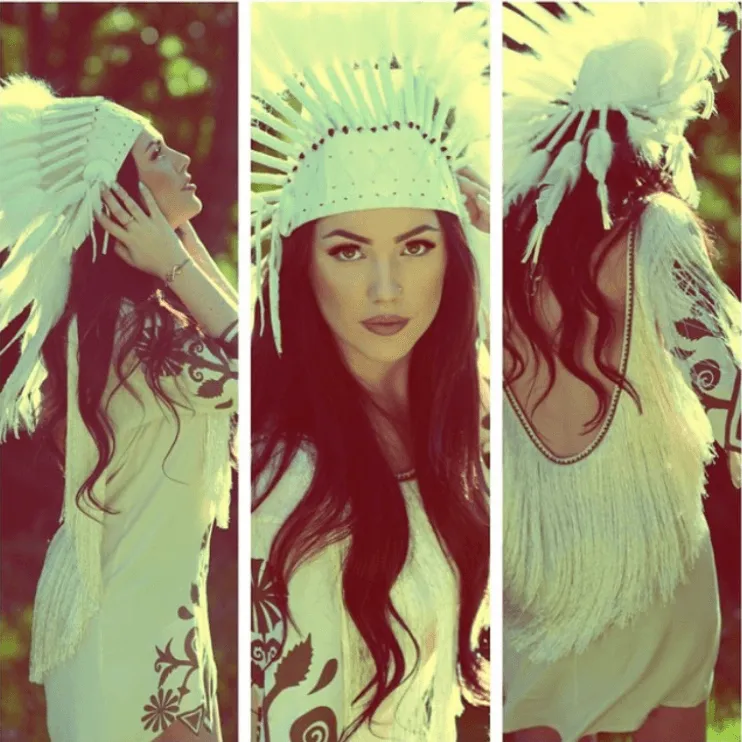 Blissful White Chief Headdress - 65cm