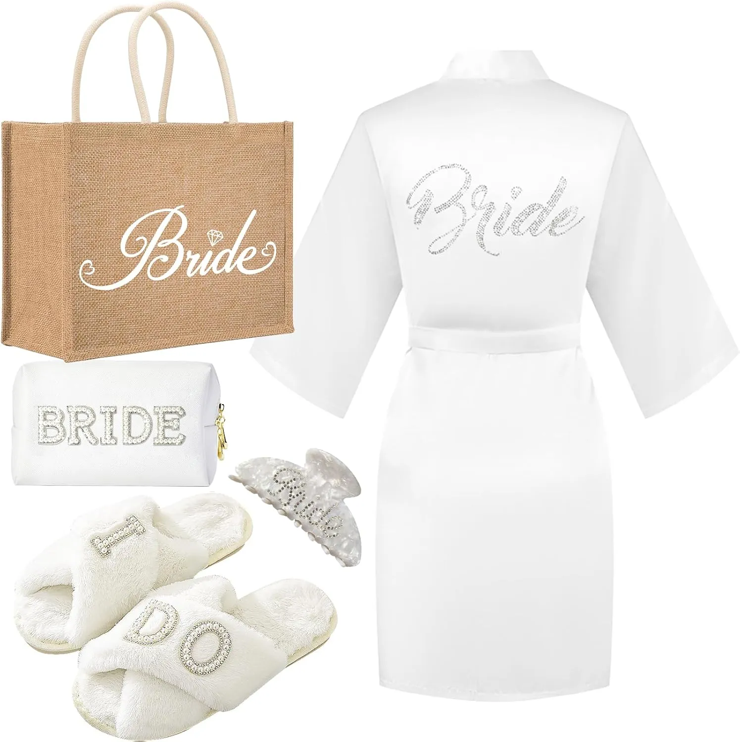 Bride to Be Gifts - Bridal Shower & Wedding Gifts - Bride Tote Bag, Slippers & Robe for Wedding Day