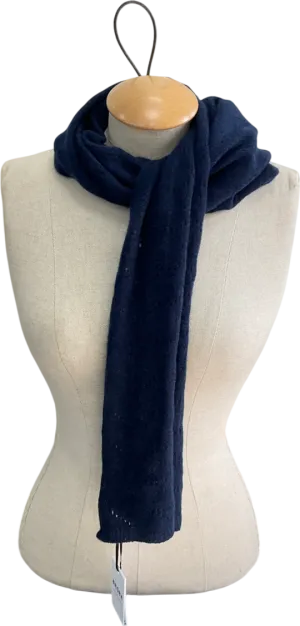 Brora Blue Cashmere Pointelle Scarf, French Navy One Size