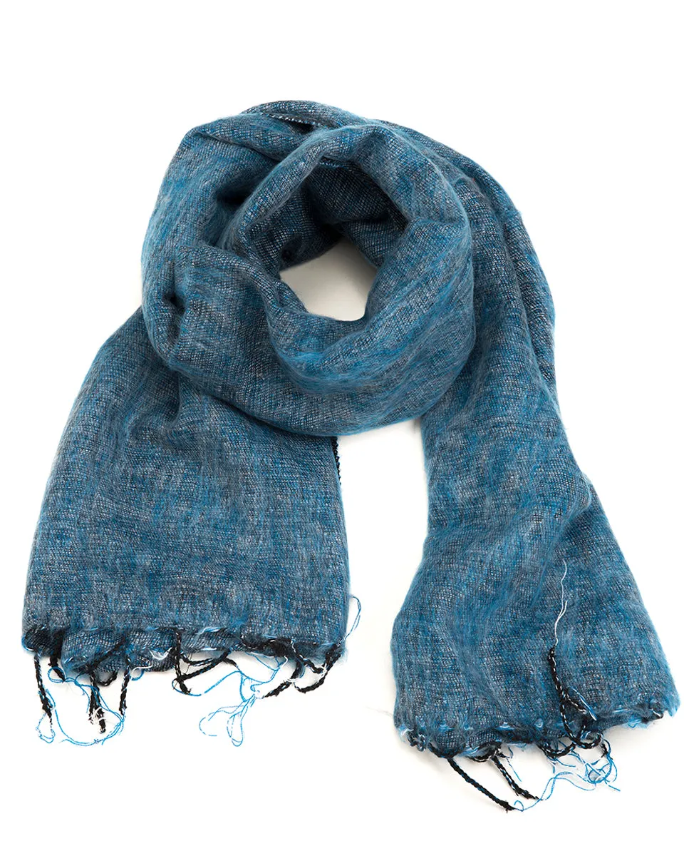 Brushed Woven Shawl in Aqua