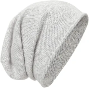 Cashmere Wool Slouchy Beanie for Women and Men, Knitted Winter Ski Cap