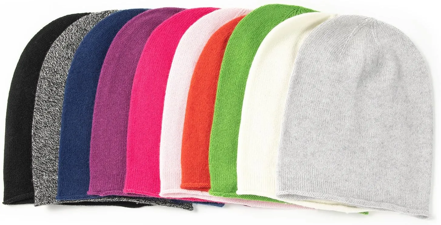 Cashmere Wool Slouchy Beanie for Women and Men, Knitted Winter Ski Cap