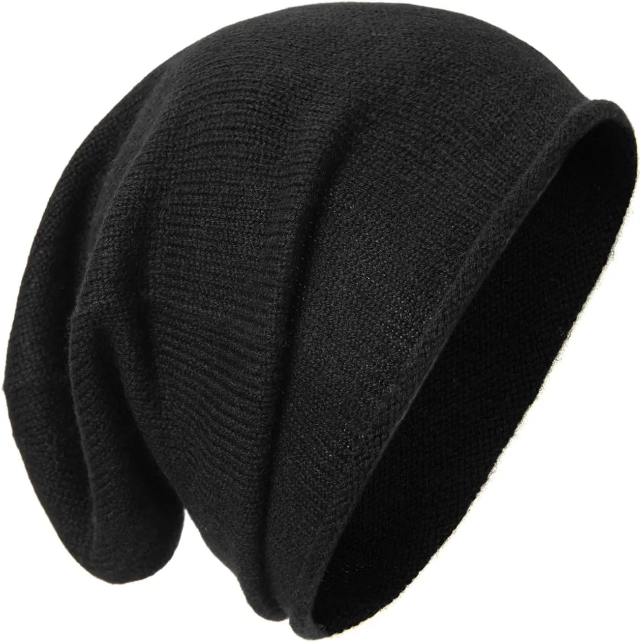 Cashmere Wool Slouchy Beanie for Women and Men, Knitted Winter Ski Cap