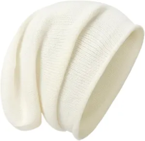 Cashmere Wool Slouchy Beanie for Women and Men, Knitted Winter Ski Cap