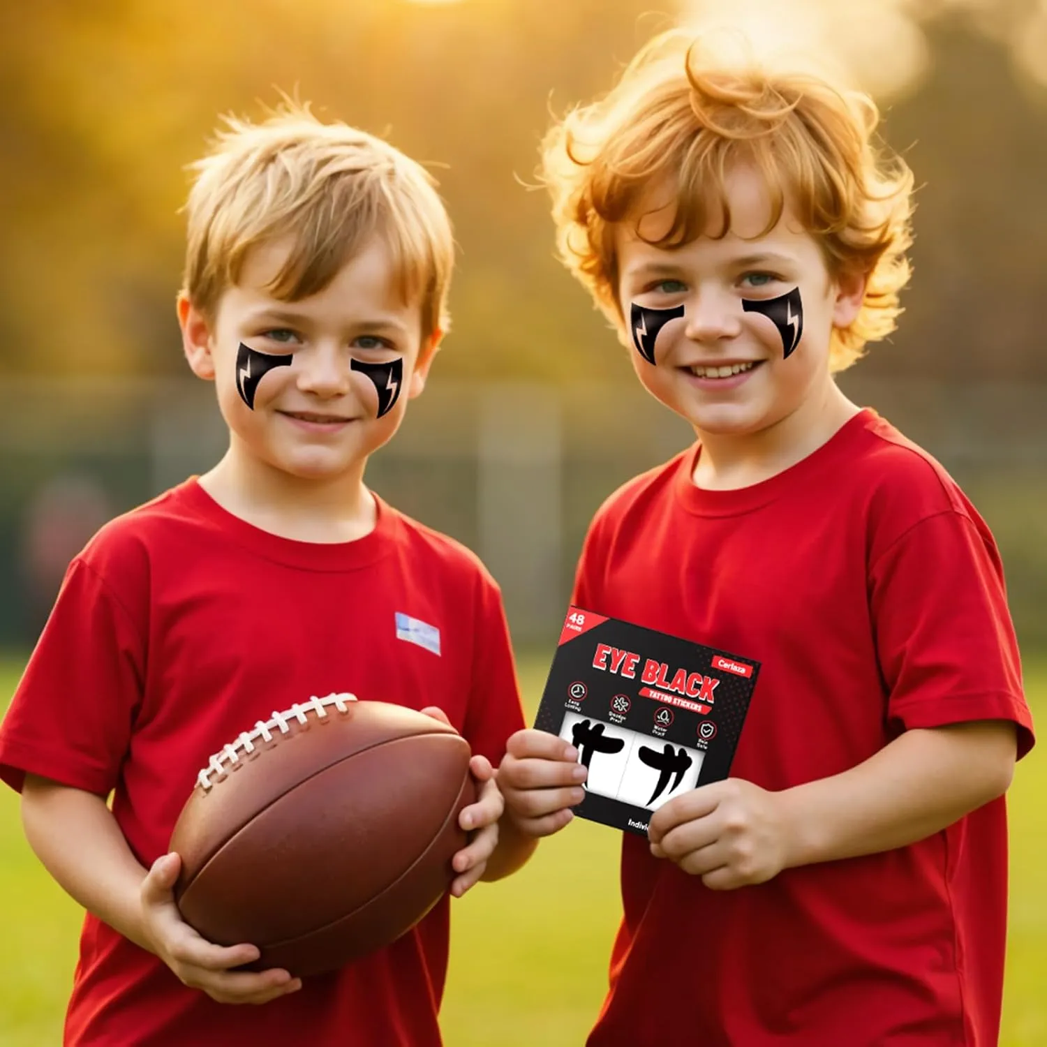 Cerlaza Baseball Accessories, 48 Pairs Eye Black Stickers Smudgeproof, Individually Wrapped Eye Black Tattoos for Football Soccer, Game Day Party Sports Eyeblack