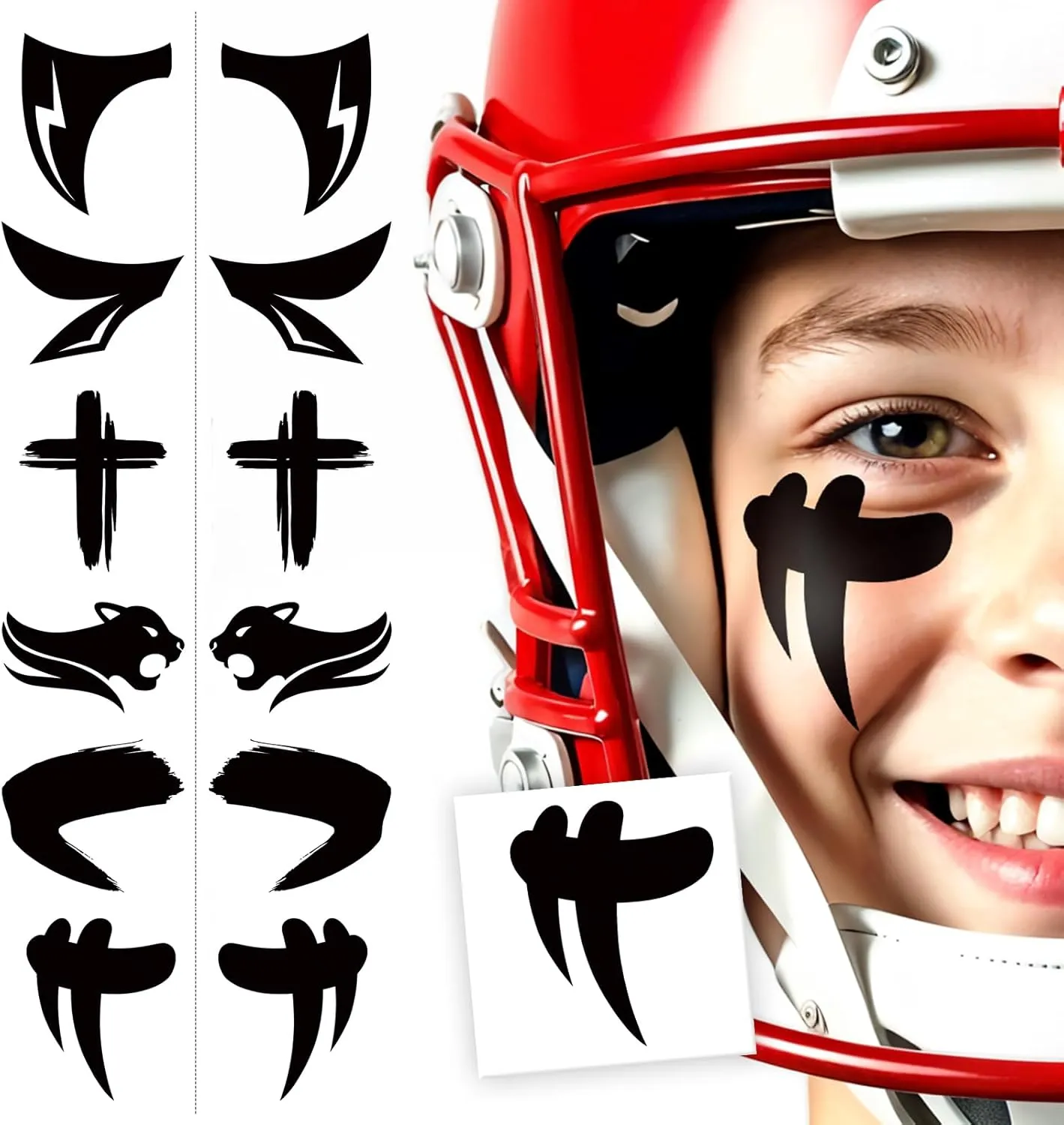 Cerlaza Baseball Accessories, 48 Pairs Eye Black Stickers Smudgeproof, Individually Wrapped Eye Black Tattoos for Football Soccer, Game Day Party Sports Eyeblack