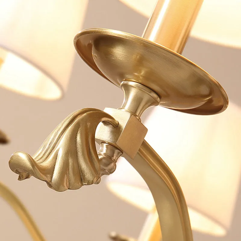 Contemporary Brass Chandelier Pendant Light with Empire Shade for Living Room