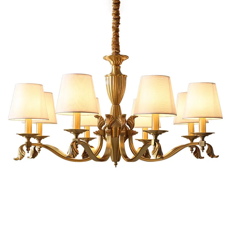 Contemporary Brass Chandelier Pendant Light with Empire Shade for Living Room