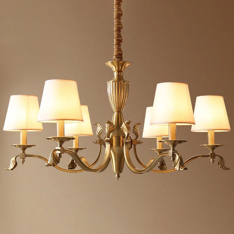 Contemporary Brass Chandelier Pendant Light with Empire Shade for Living Room