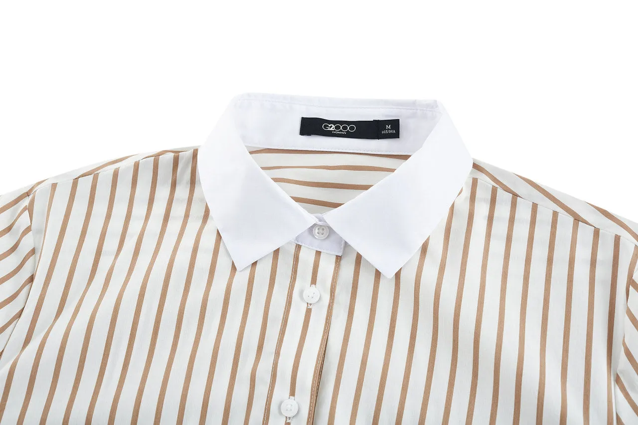 Cropped Stripe Poplin Shirt
