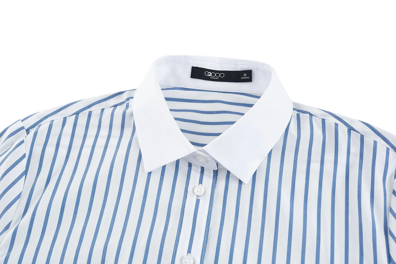 Cropped Stripe Poplin Shirt