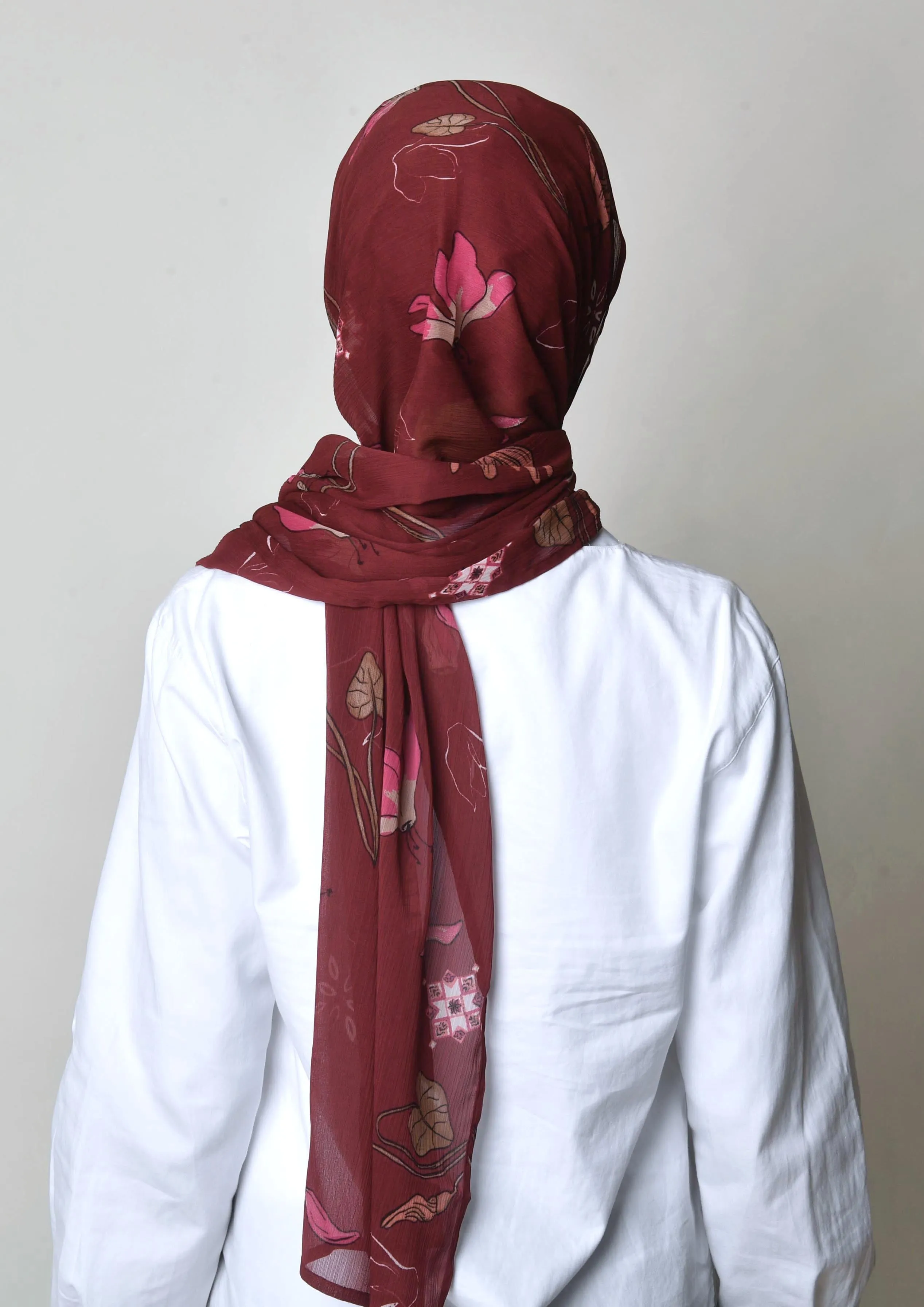 Cyclamen Pinks- Cap Shawl- Crinkled Chiffon