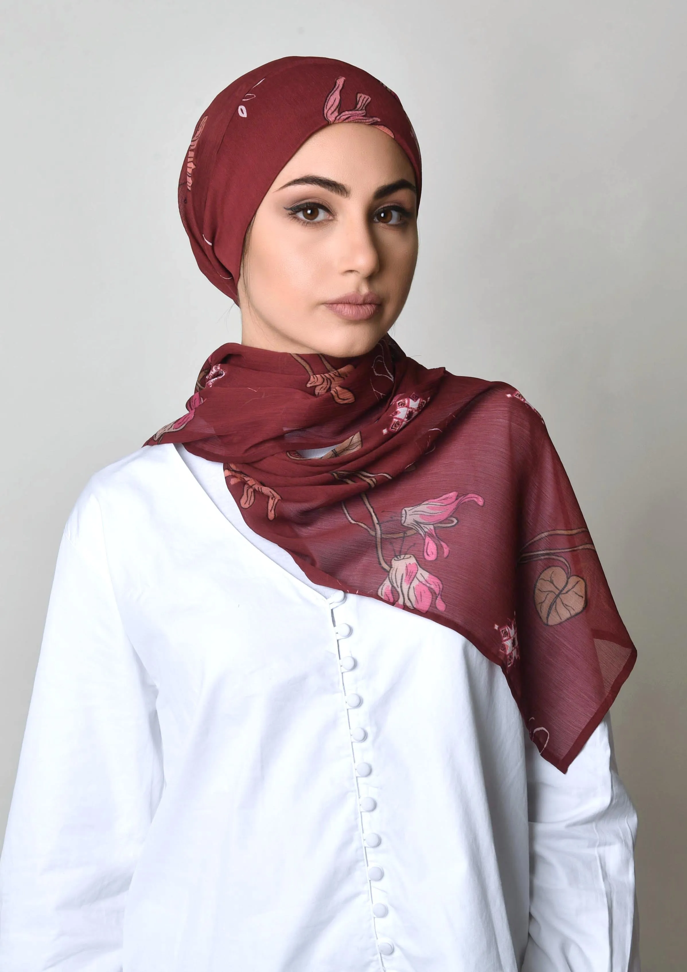 Cyclamen Pinks- Cap Shawl- Crinkled Chiffon