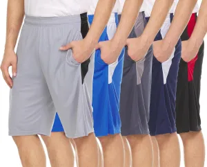 DARESAY Mens Athletic Shorts with Pockets, Workout Active Performance Shorts - 5 Pack