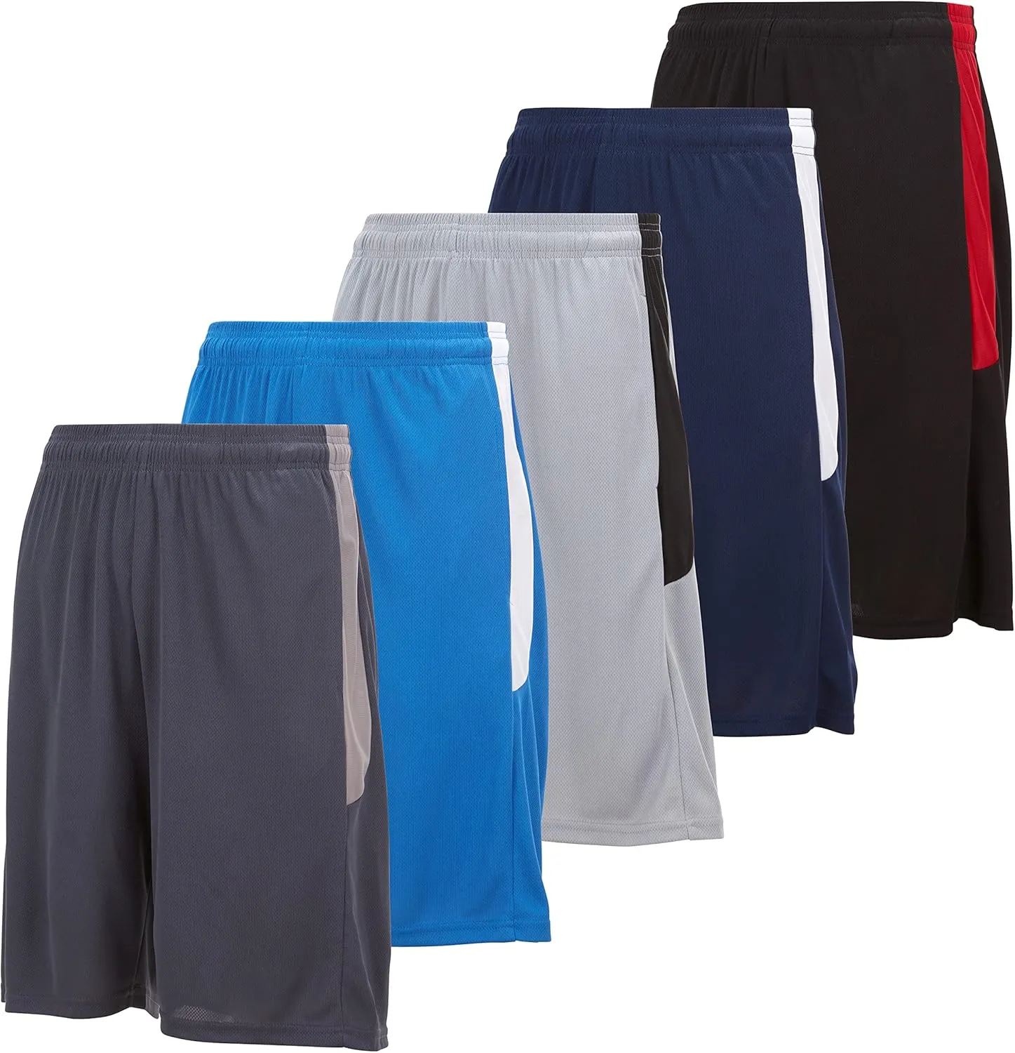 DARESAY Mens Athletic Shorts with Pockets, Workout Active Performance Shorts - 5 Pack