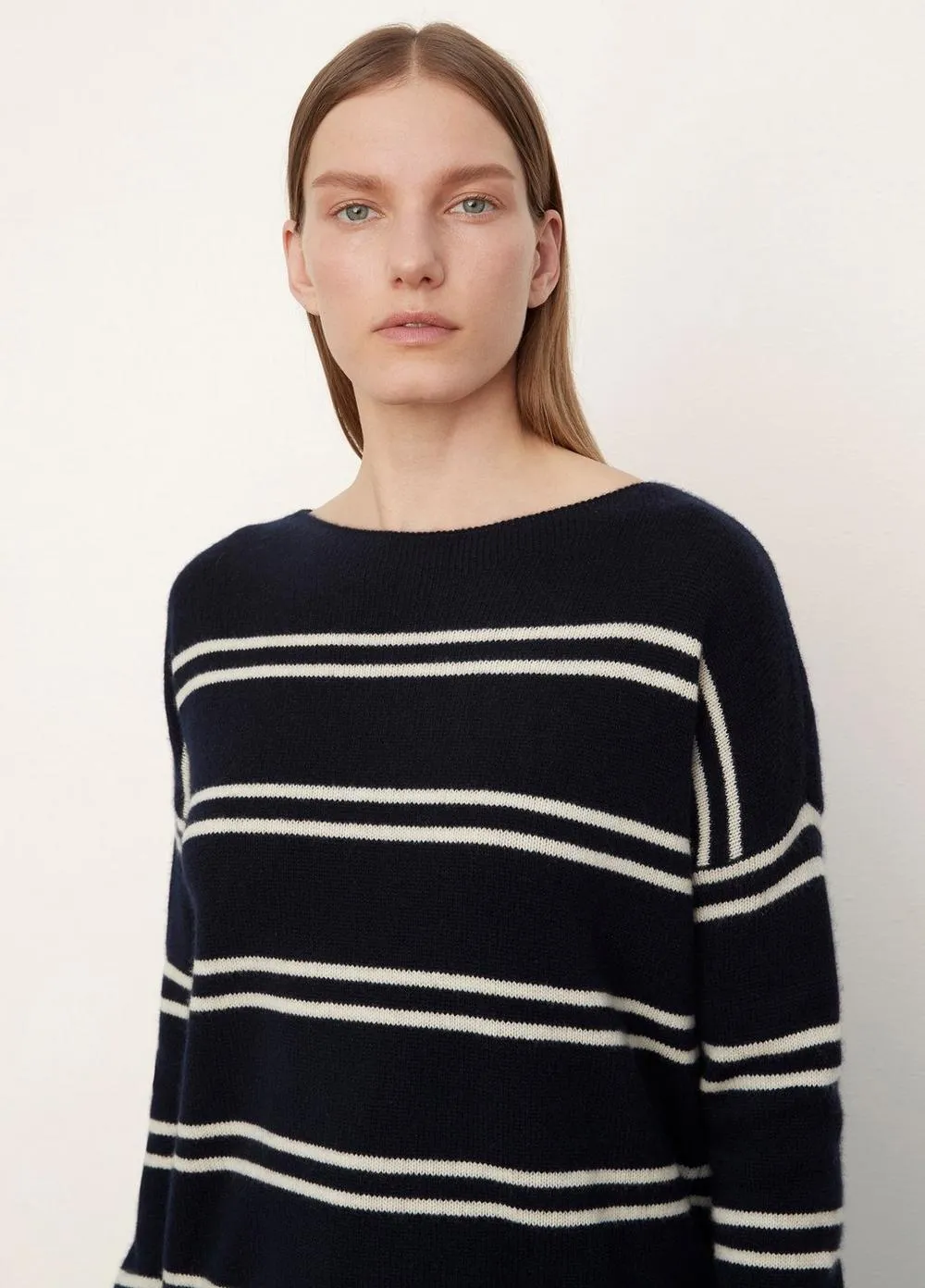 Double Stripe Long Sleeve Pullover in Coastal/Heather Pampas