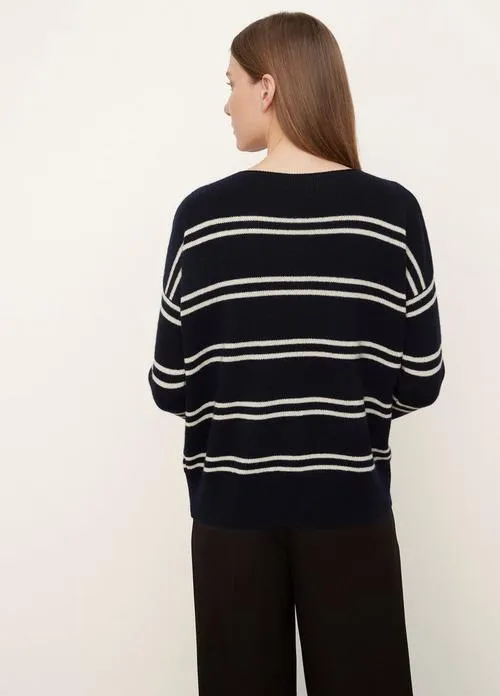Double Stripe Long Sleeve Pullover in Coastal/Heather Pampas