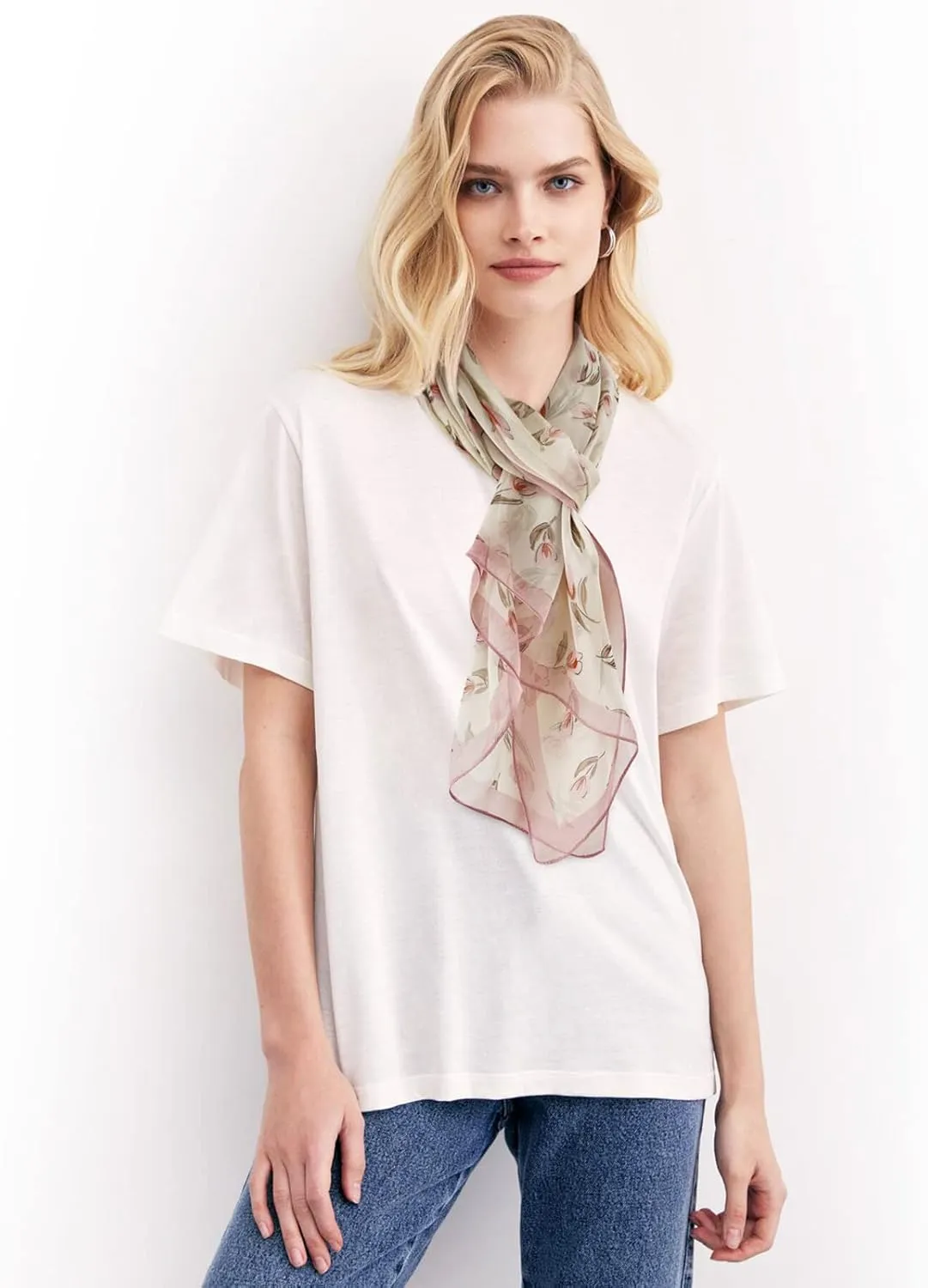 E-Clover Women Soft Floral Print Shawl Chiffon Sheer Scarf