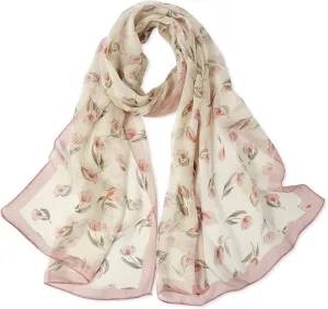 E-Clover Women Soft Floral Print Shawl Chiffon Sheer Scarf