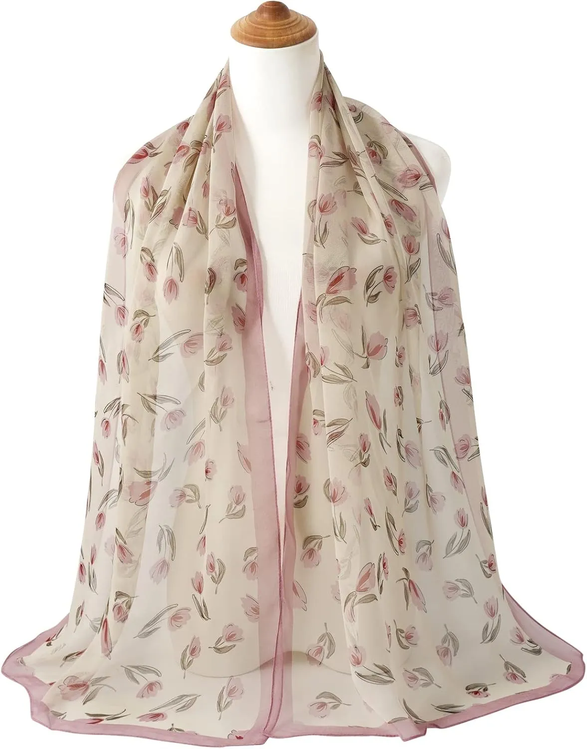E-Clover Women Soft Floral Print Shawl Chiffon Sheer Scarf