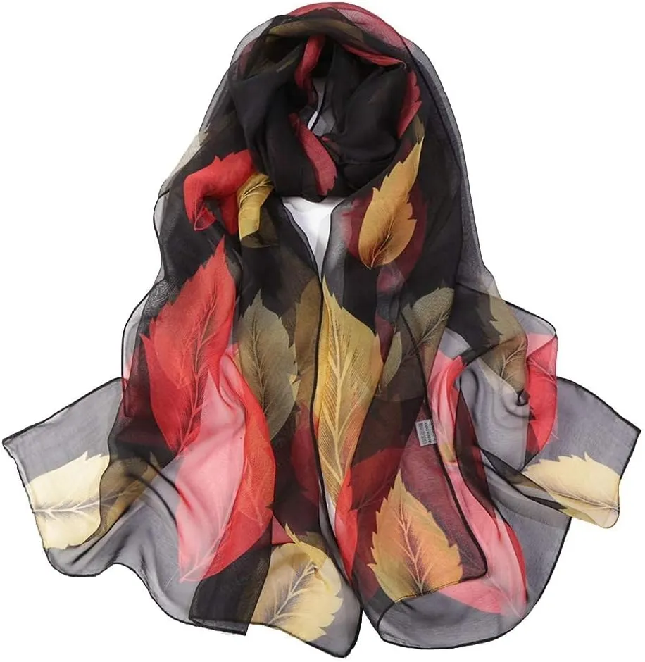 E-Clover Women Soft Floral Print Shawl Chiffon Sheer Scarf