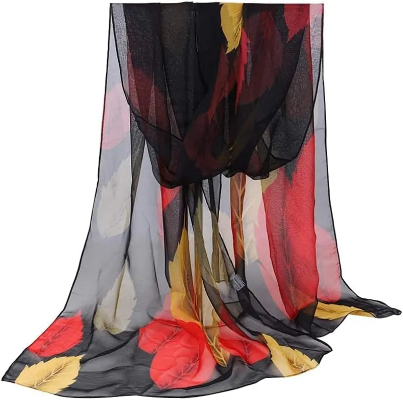E-Clover Women Soft Floral Print Shawl Chiffon Sheer Scarf
