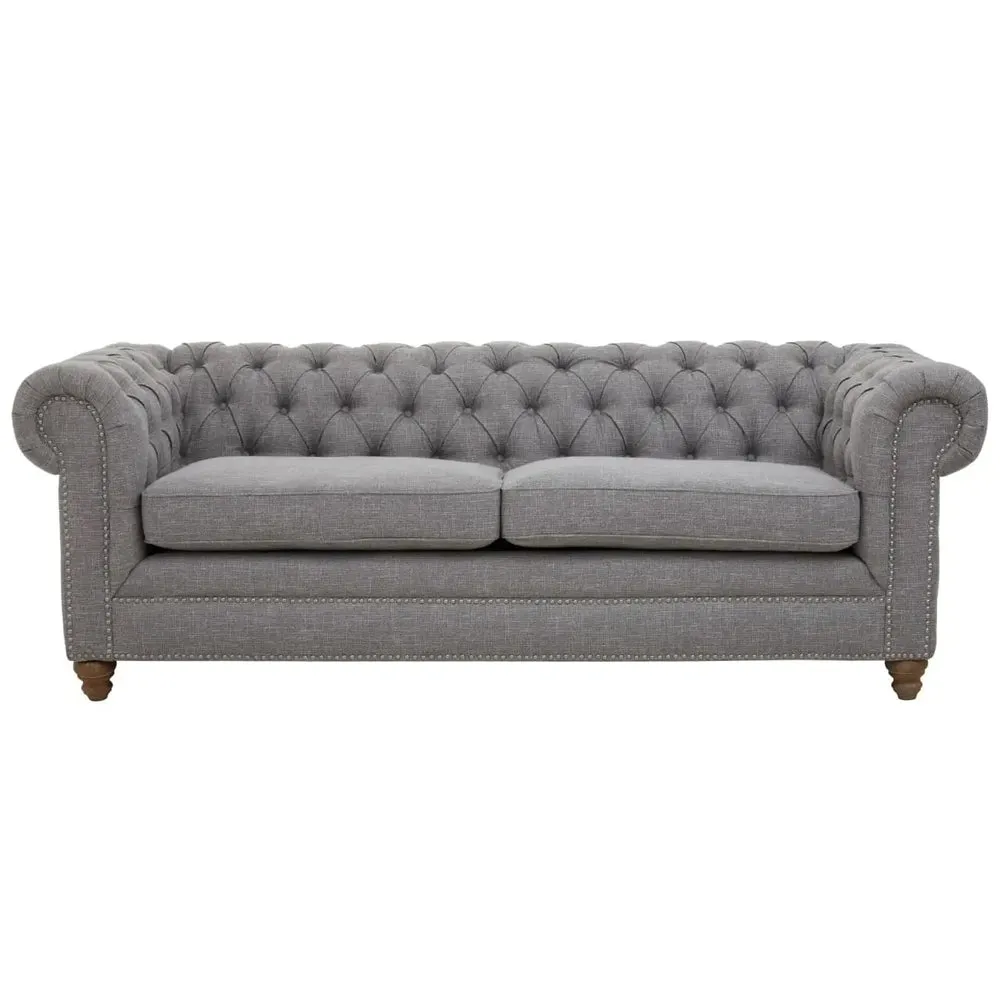 Elenora Three Seat Sofa – Dark Grey Linen
