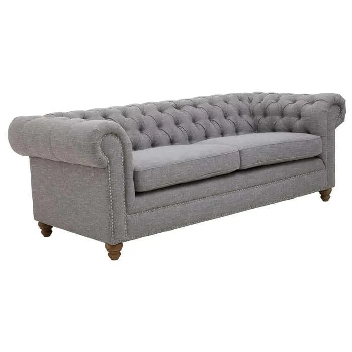 Elenora Three Seat Sofa – Dark Grey Linen