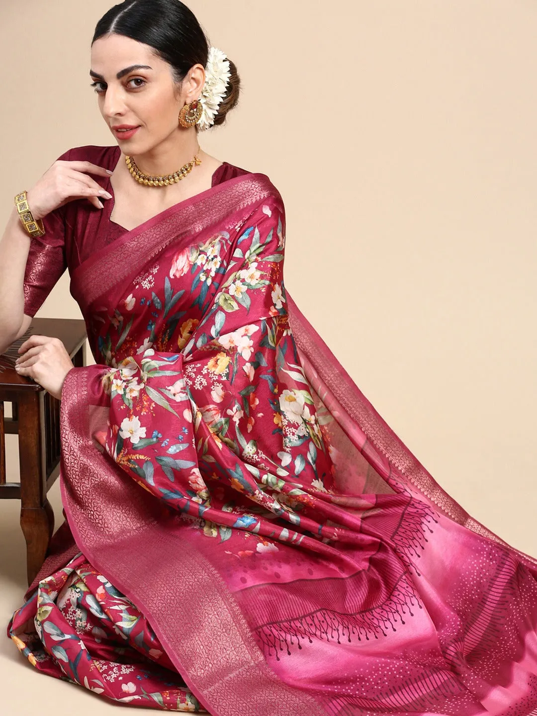 Enchanting Wine Dola Silk Saree - Perfect for the Wedding Season