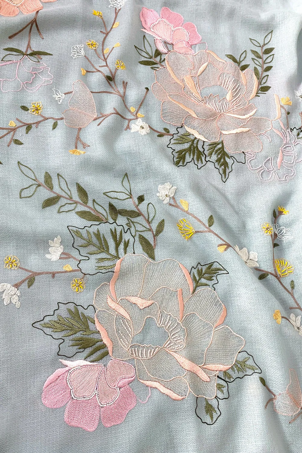 Eternal Blossom | Embroidered Pure Cashmere Stole