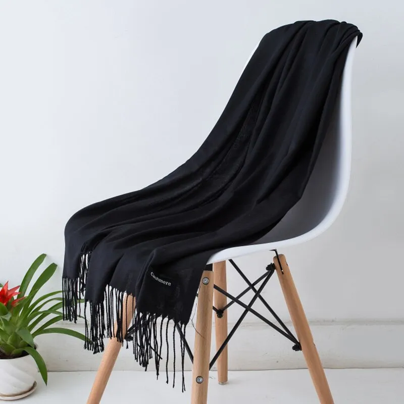 Fashion Hot Sale Unisex Soft Scarf Scarves Men Scarf Cashmere Shawls Black White Solid Color Gentleman's Bussiness Scarves
