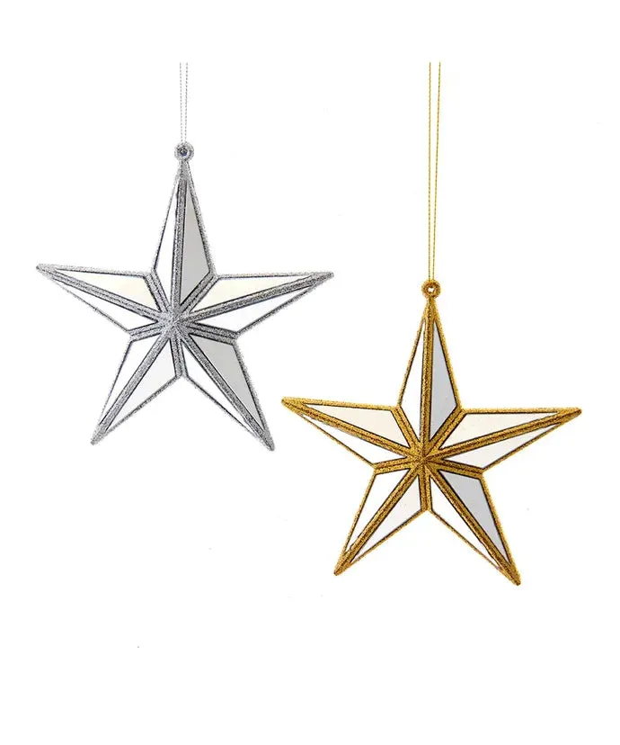 Gold Or Silver Mirrored Star Ornament - Single, Various Styles