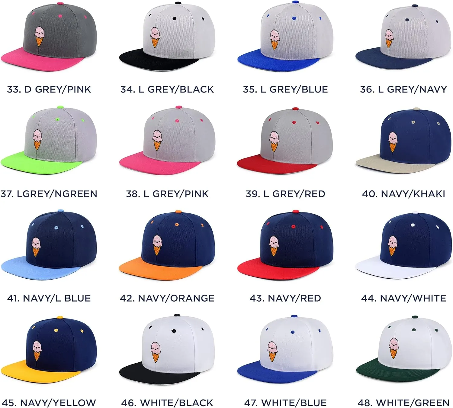 Ice Cream Hip-Hop Snapback Hat Embroidered Baseball Cap Summer