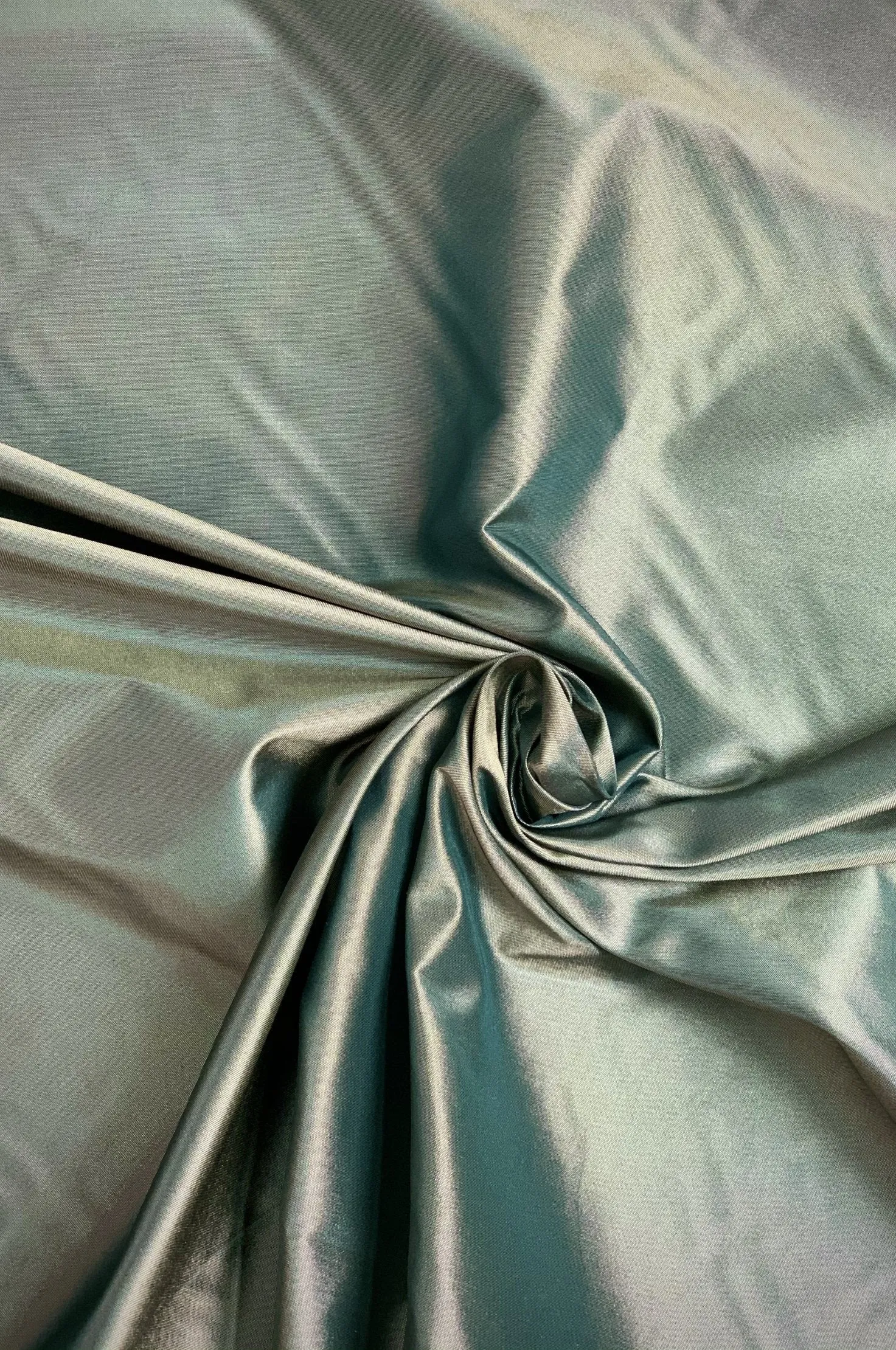 Iridescent Teal Green Taffeta Silk Fabric
