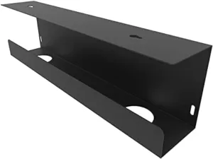 Jingchengmei Under Desk 17 inch Cable Management Tray, Power Strip Holder, Metal Cord Organizer, Wire Management for Office and Home, Black (UDCMT17In, Black)