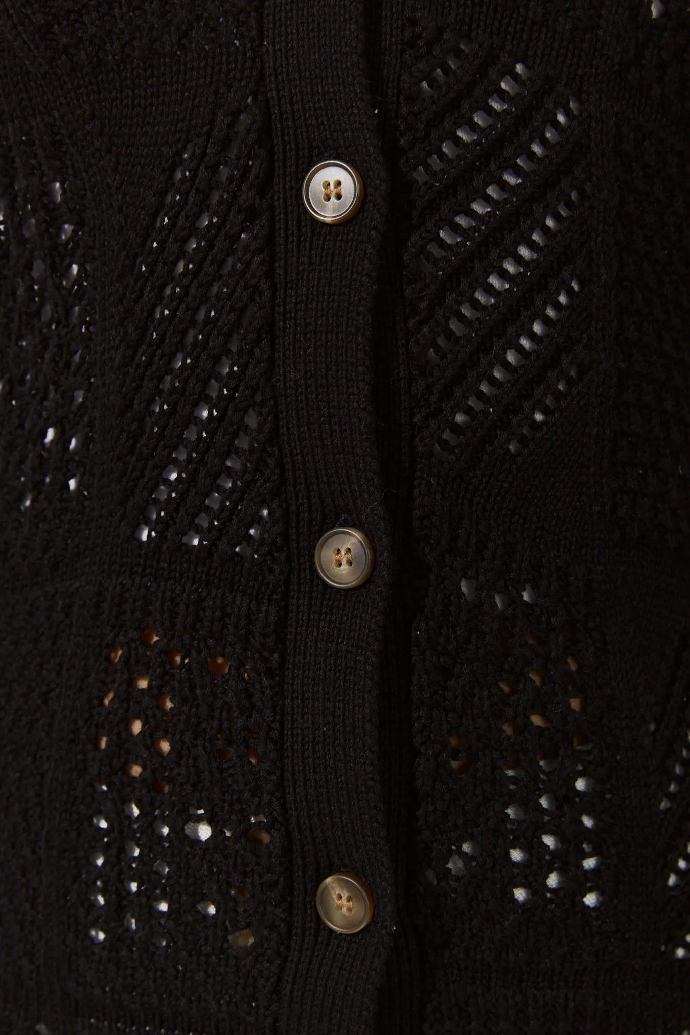 Kaori Black Crochet Knit Cardigan