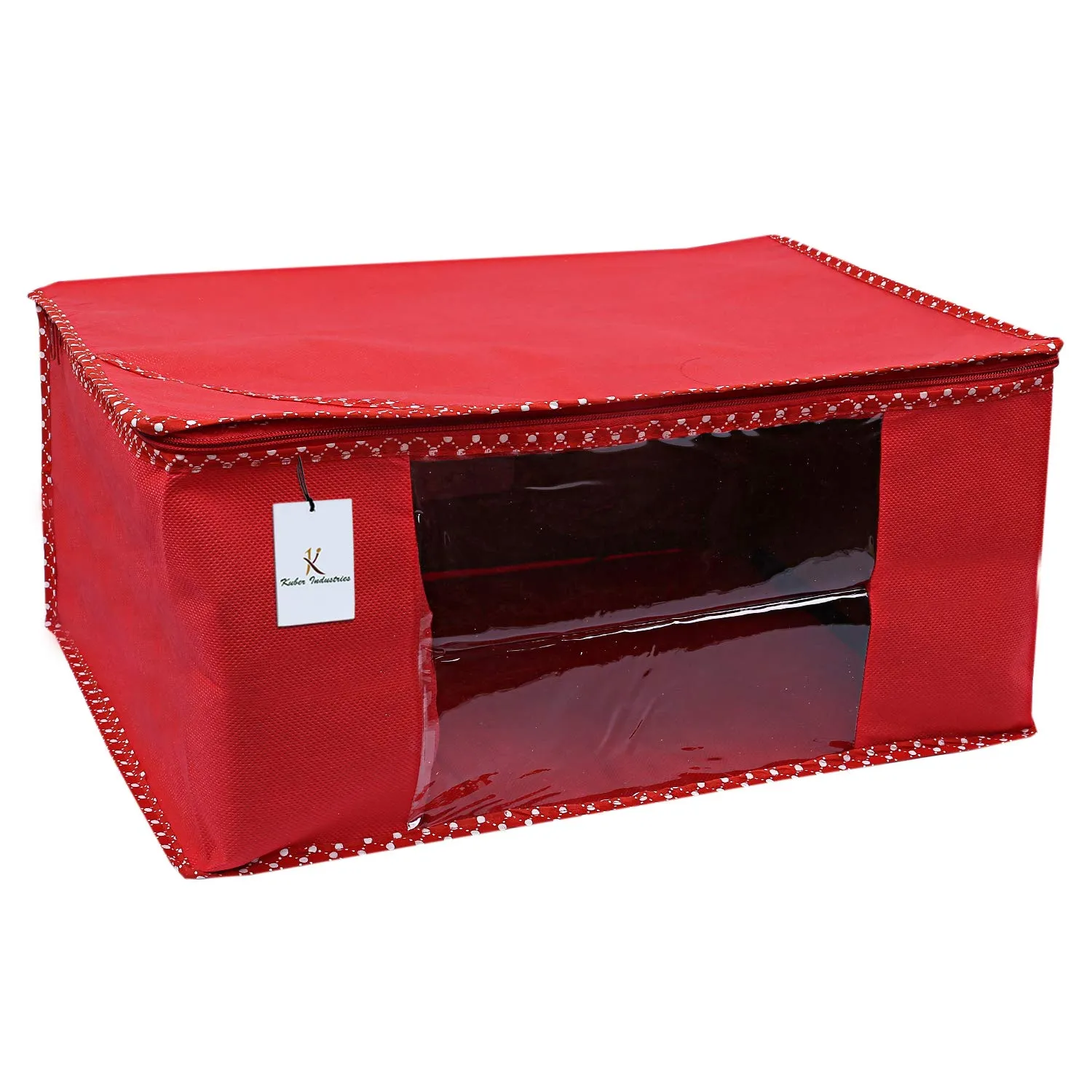 Kuber Industries 4 Piece Non Woven Saree Cover Set, Red,Large Size -CTKTC6434