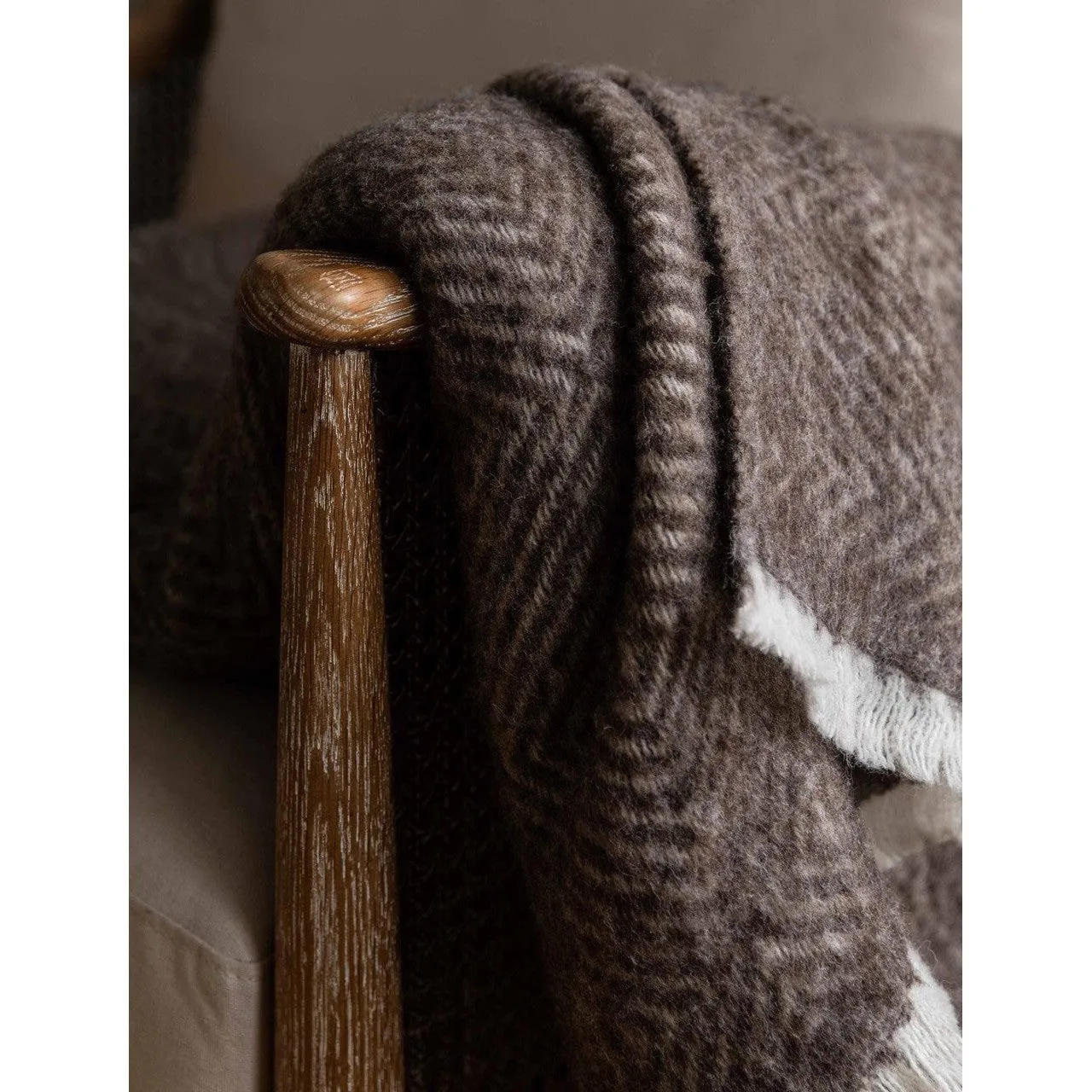 Leigh Diamond Throw | Coffee Bean | Wool Pre-Order Stock expected Early November