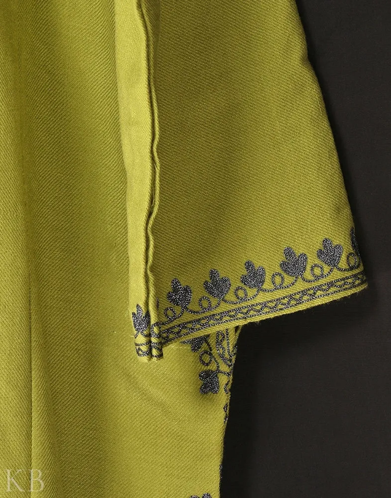 Light Green Zari Embroidered Cashmilon Phiran