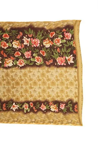 Livie Women's Georgette Sarees Party Wear/Fancy Georgette Sarees/Printed Georgette Sarees - Peanut Brown &amp; Mocha Brown